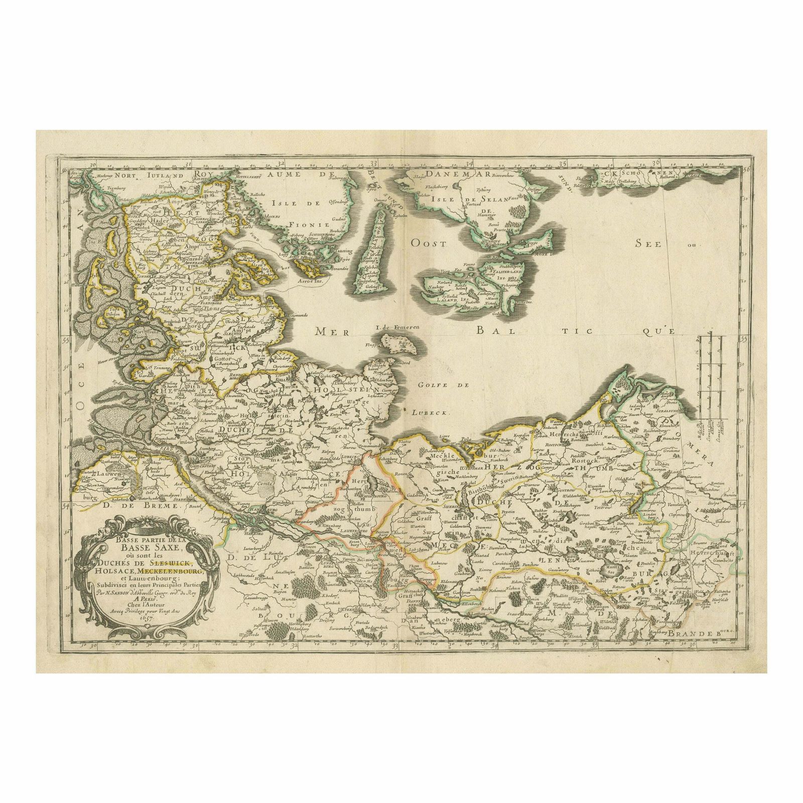 Antique Map Of Northern Germany, Including Schleswig Holstein And Hamburg