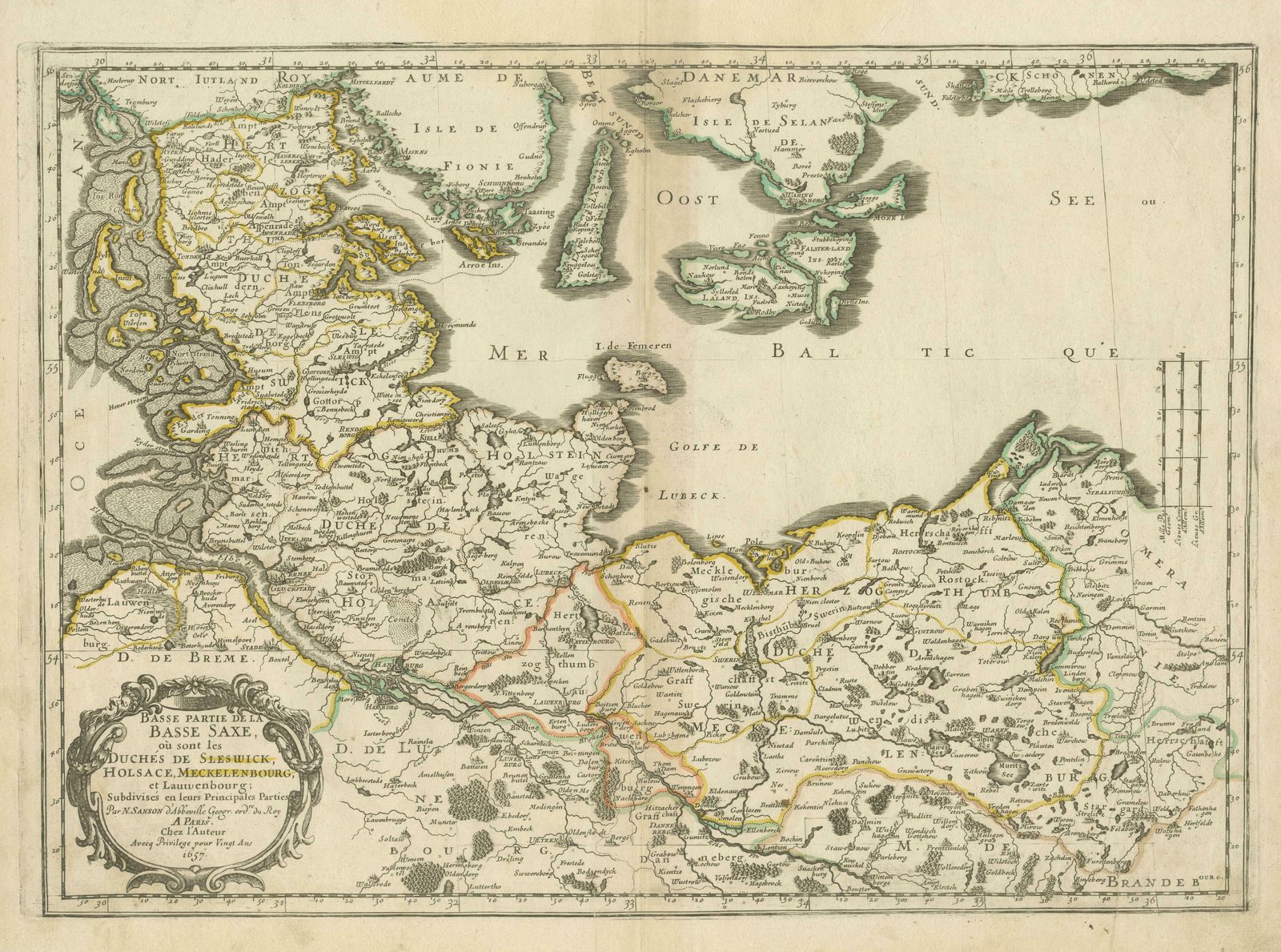 Antique Map Of Northern Germany, Including Schleswig Holstein And Hamburg photo for sale