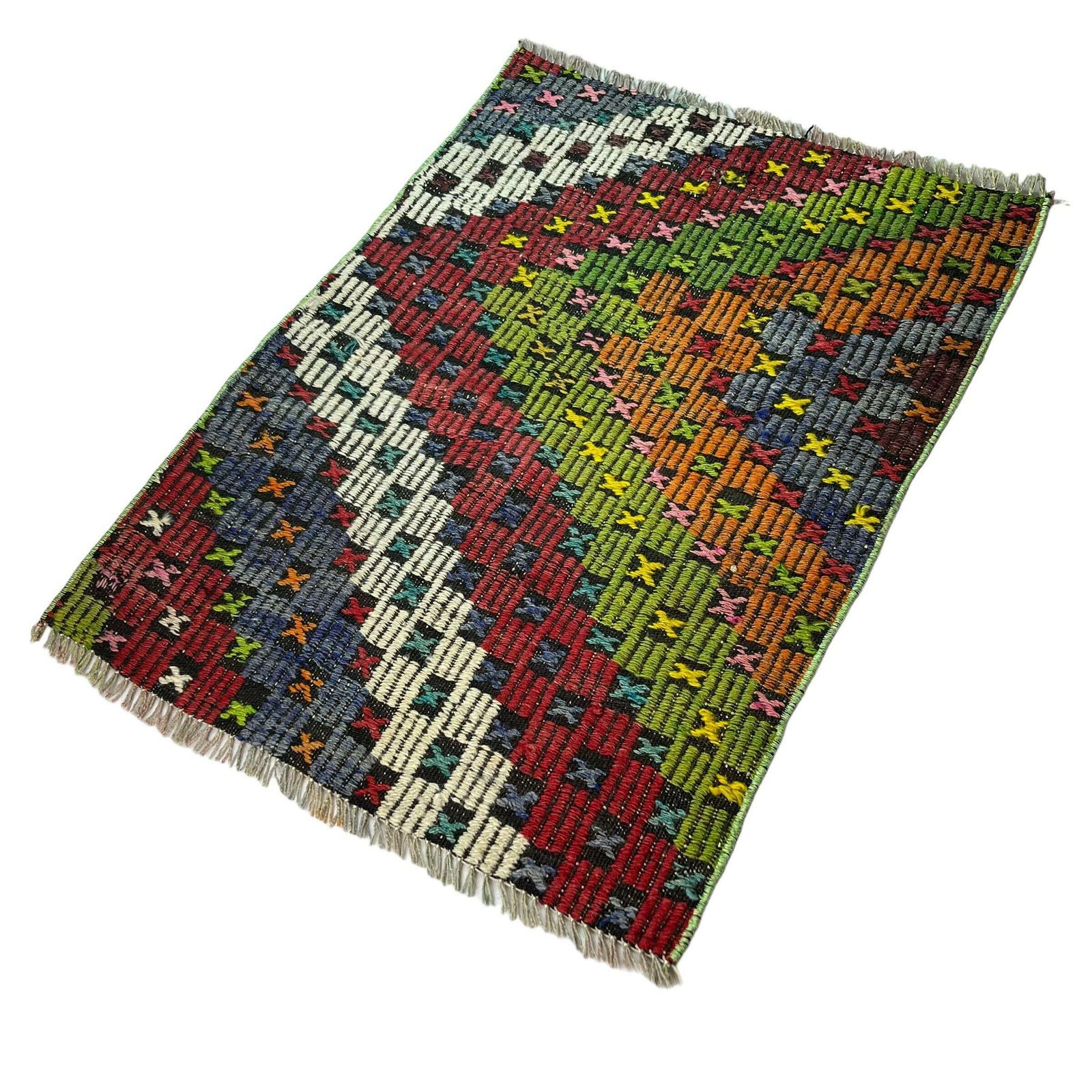 Turkse Mini Kilim, Vintage Anatolische Turkse Kelim – 90 X 66 Cm photo vinterior