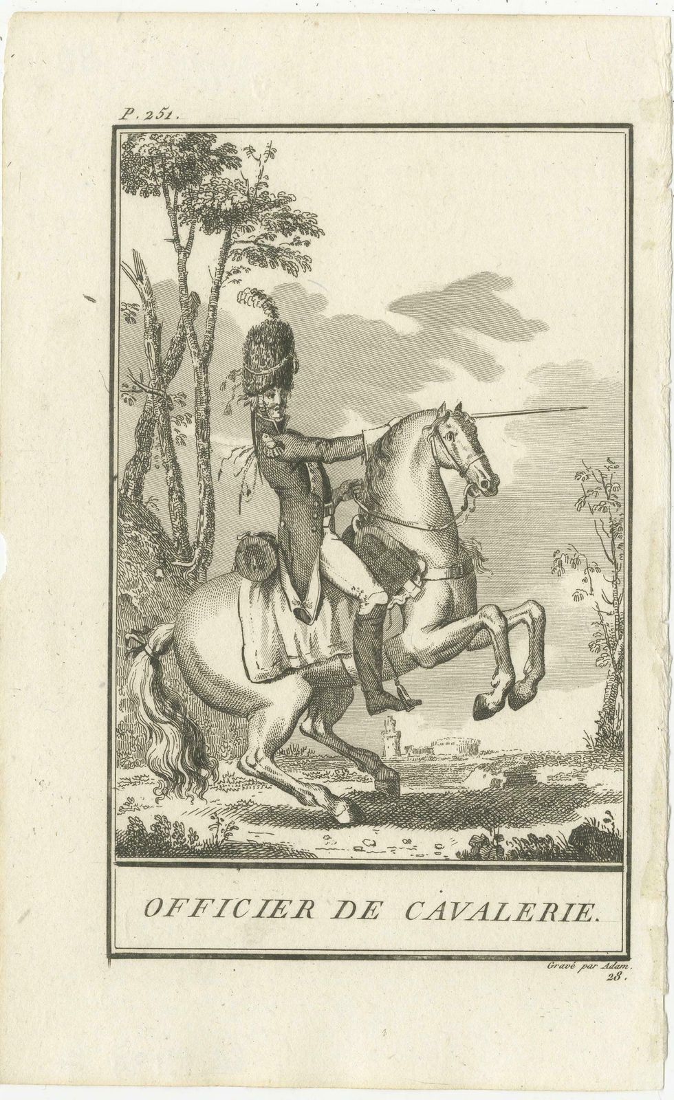 Set Of 2 Antique Horse Riding Prints, Cavalry Officer, Cavalry Soldier photo for sale
