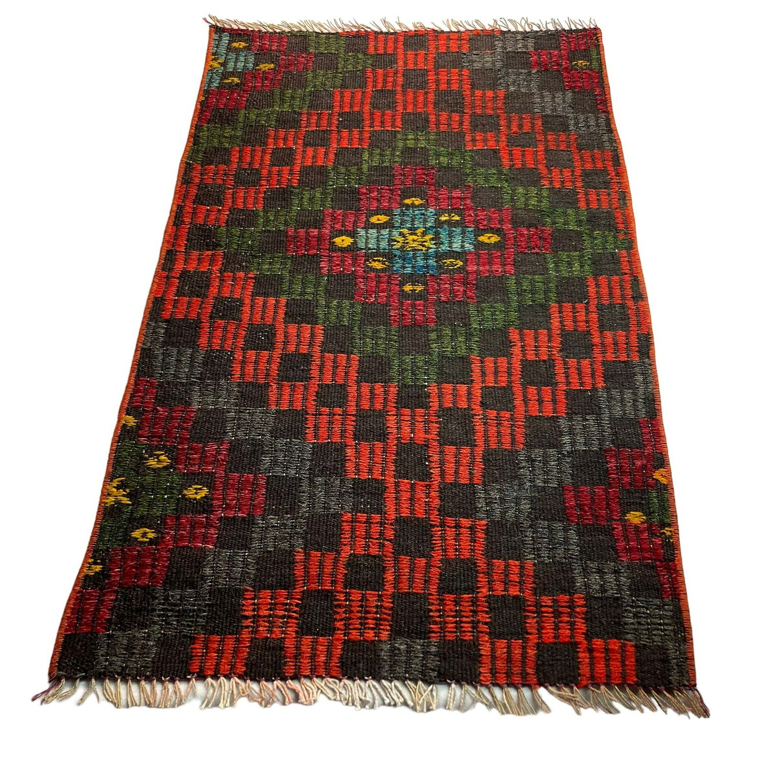 Turkish Mini Kilim Rug ,Vintage Anatolian Turkish Kelim 87 X 54 Cm photo for sale