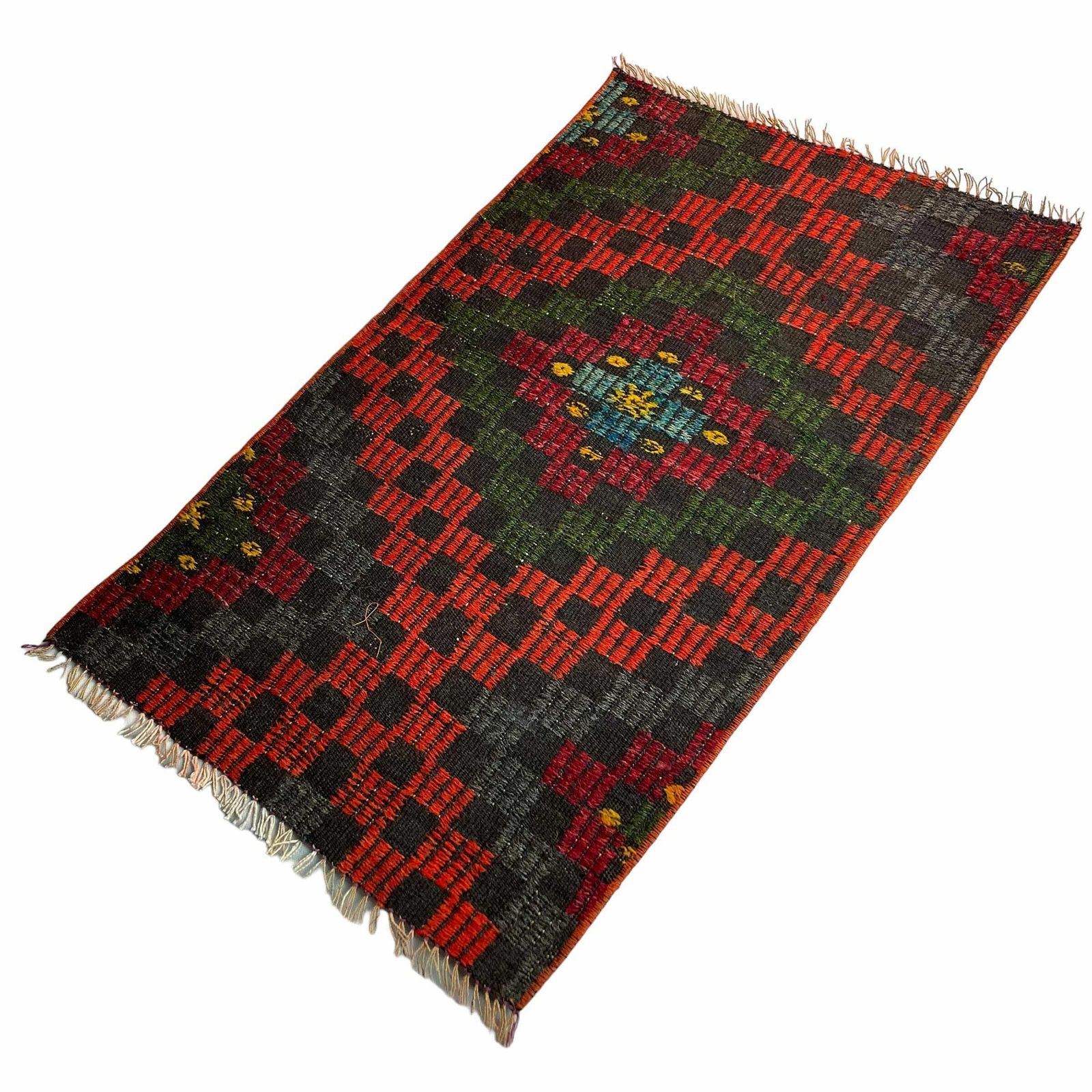 Turkish Mini Kilim Rug ,Vintage Anatolian Turkish Kelim 87 X 54 Cm photo vinterior