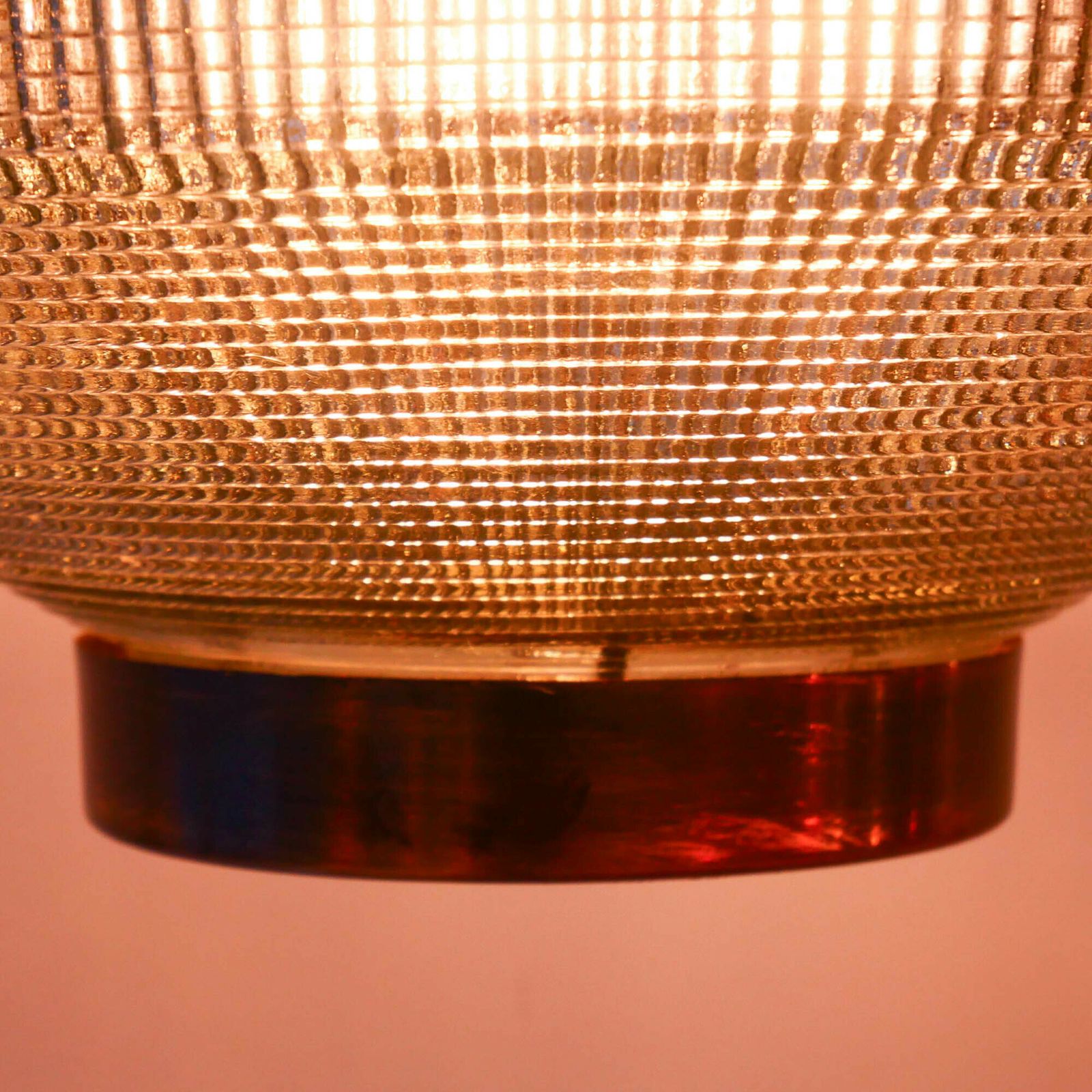 “Ellipse” Pendant Light In Glass And Patinated Brass. photo vintage