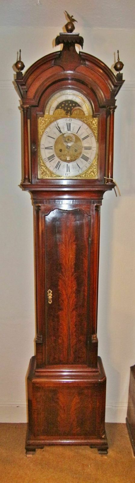 18th Century Liverpool 8 Day Brass Moon Phase Longcase Clock, William Mercer Of Liverpool