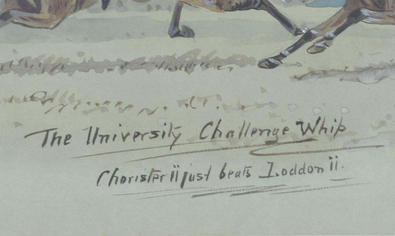 William Verner Longe Horse Racing Cambridge University Jockeys Watercolour By William Verner Longe 1900 photo Art