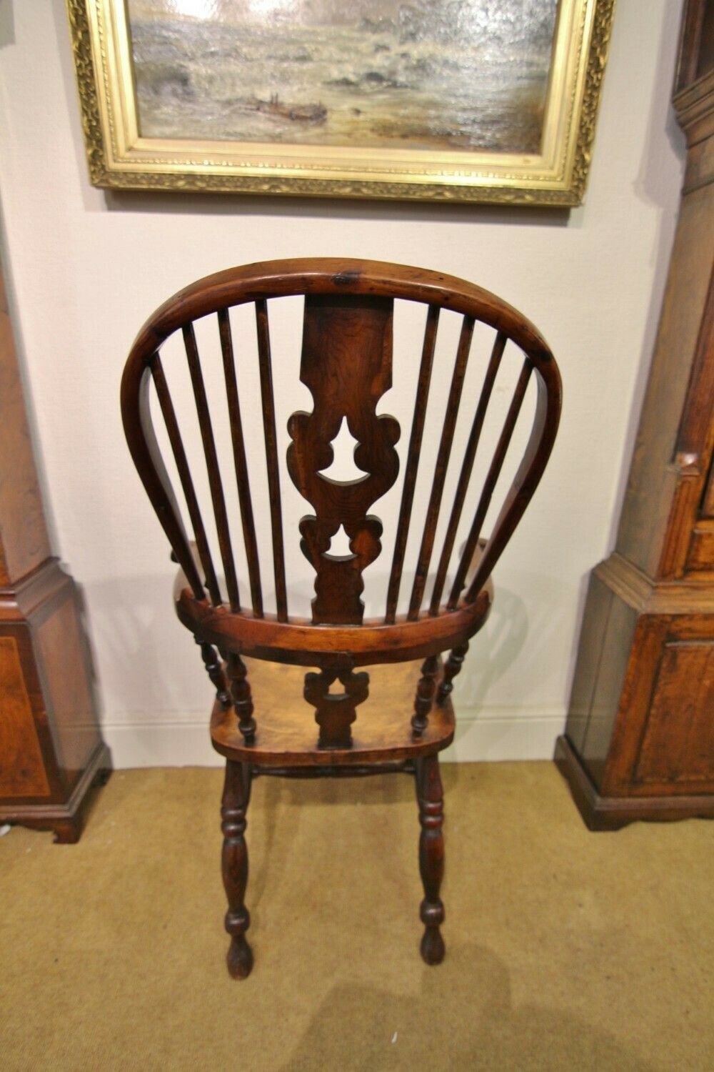 photo for sale 19th Century Broad Arm Yew Wood Windsor Armchair