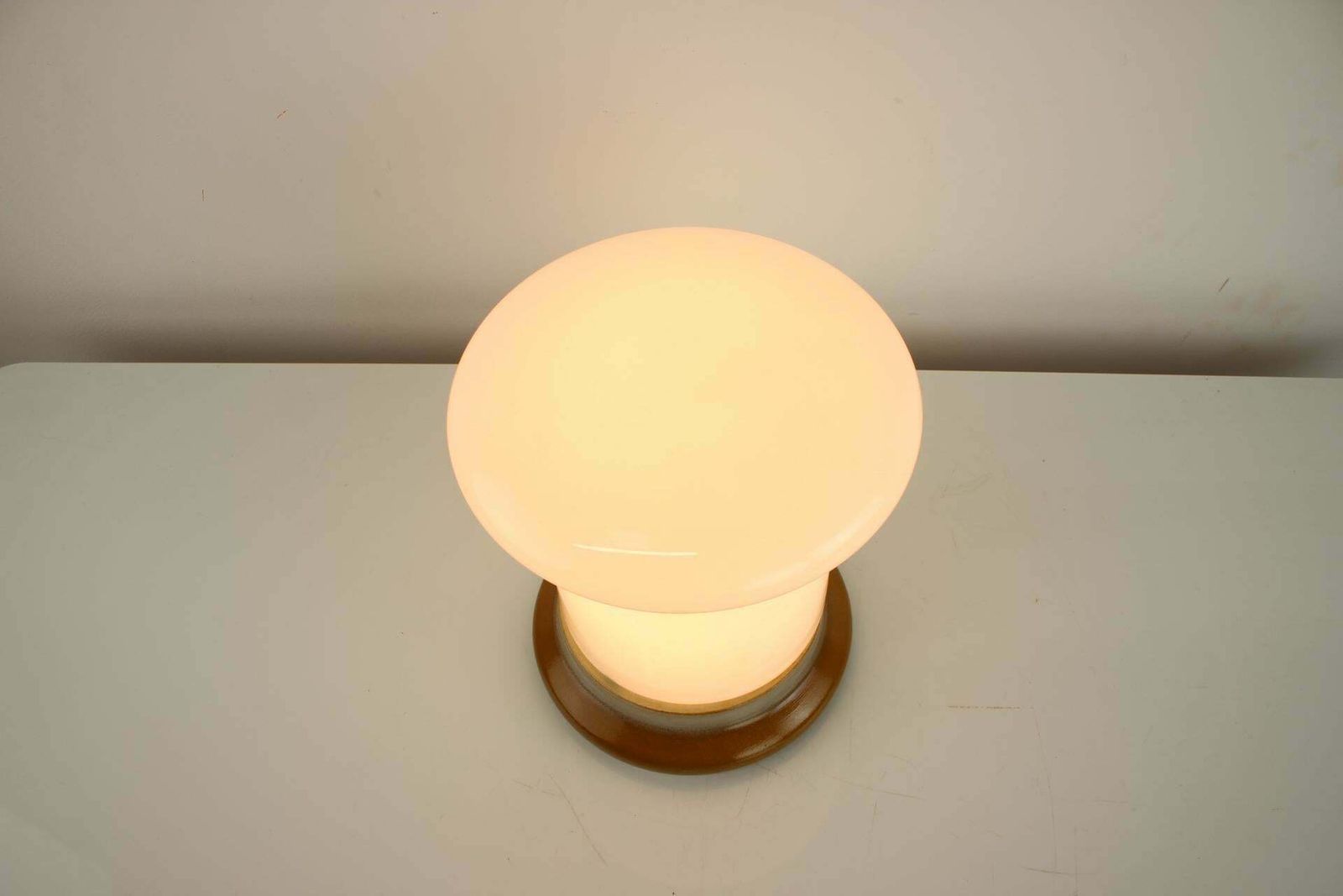 Vintage Glass And Ceramic Table Lamp Osvetlovaci Sklo Valasske Mezirici, 1970s photo 343.0