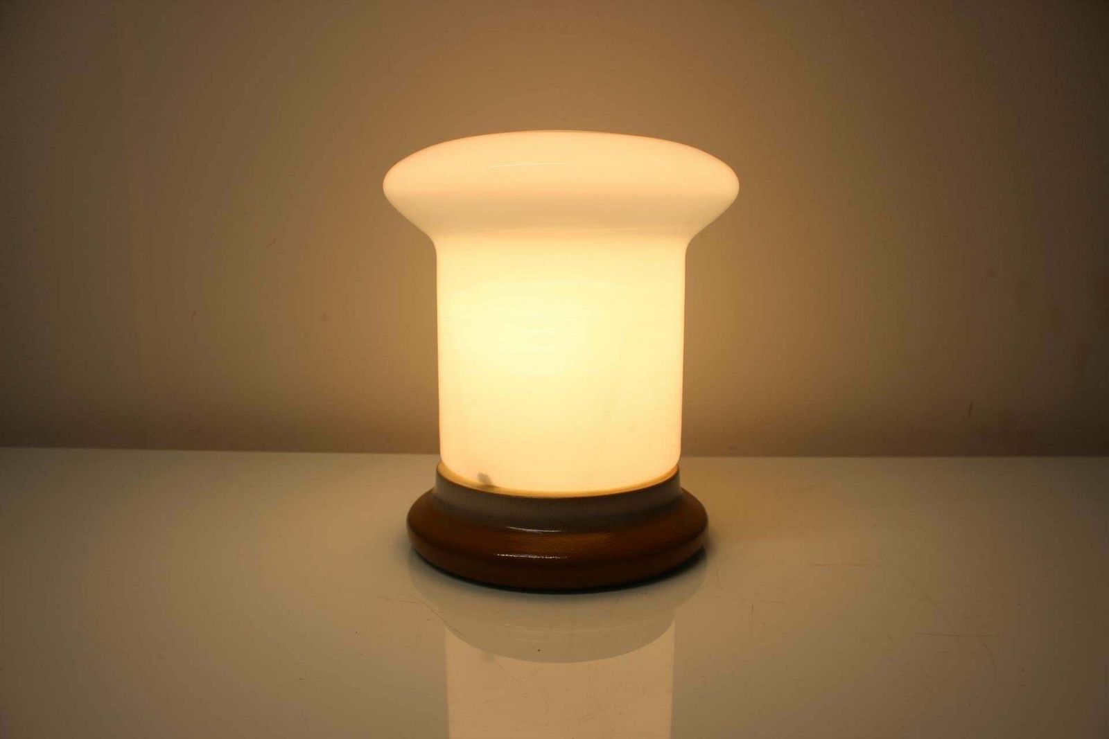 Vintage Glass And Ceramic Table Lamp Osvetlovaci Sklo Valasske Mezirici, 1970s photo buy
