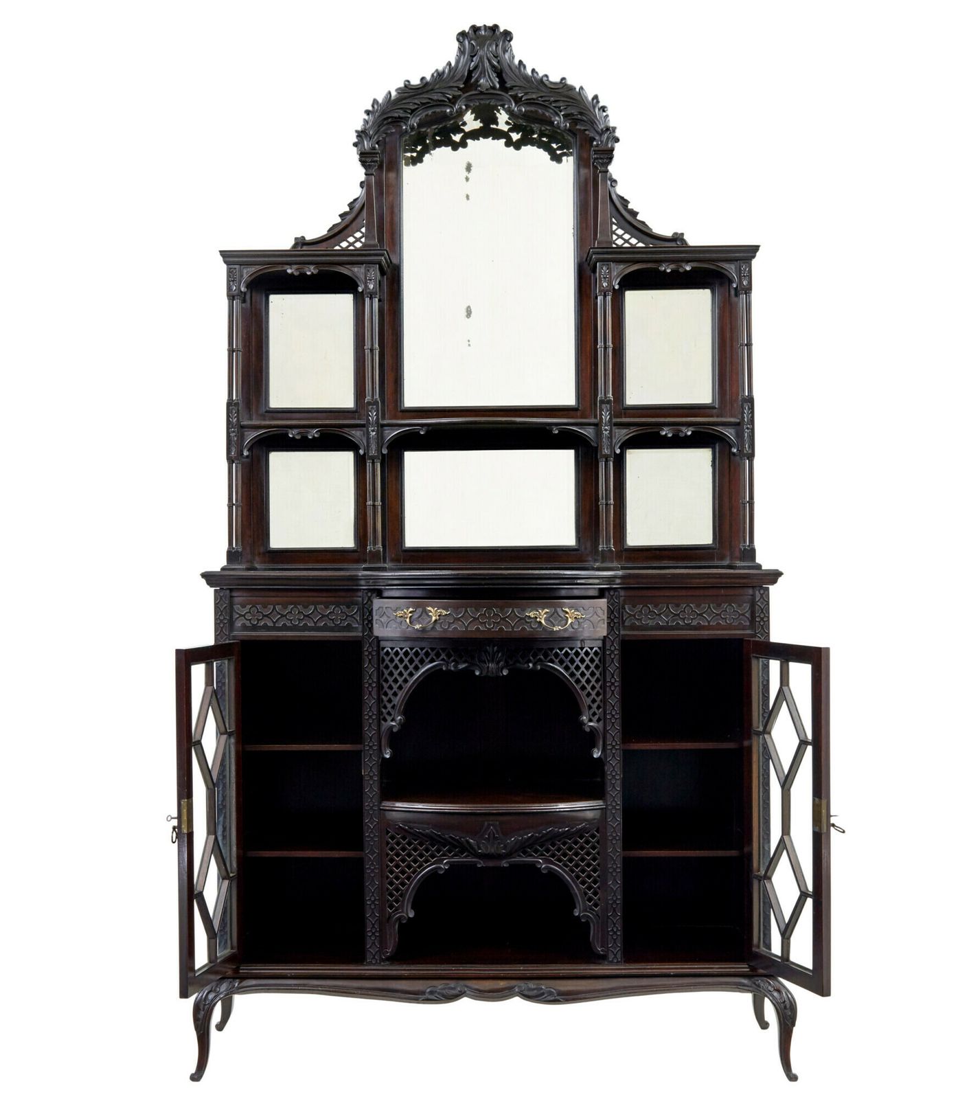 Edwardian Chippendale Revival Carved Mahogany Cabinet photo furniture