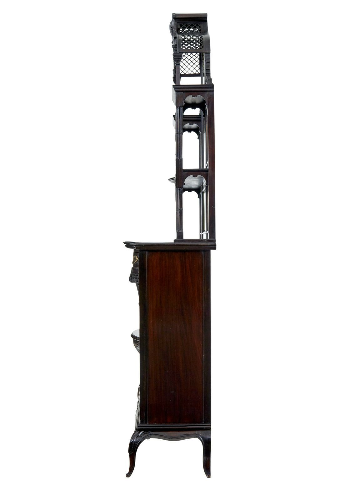 Edwardian Chippendale Revival Carved Mahogany Cabinet photo vintage
