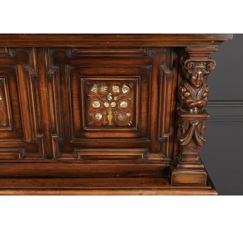 Furniture 19th Century Walnut & Mother Of Pearl Inlaid Dresser photo