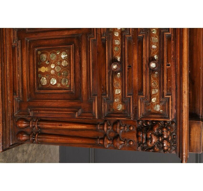 1951.56 19th Century Walnut & Mother Of Pearl Inlaid Dresser photo