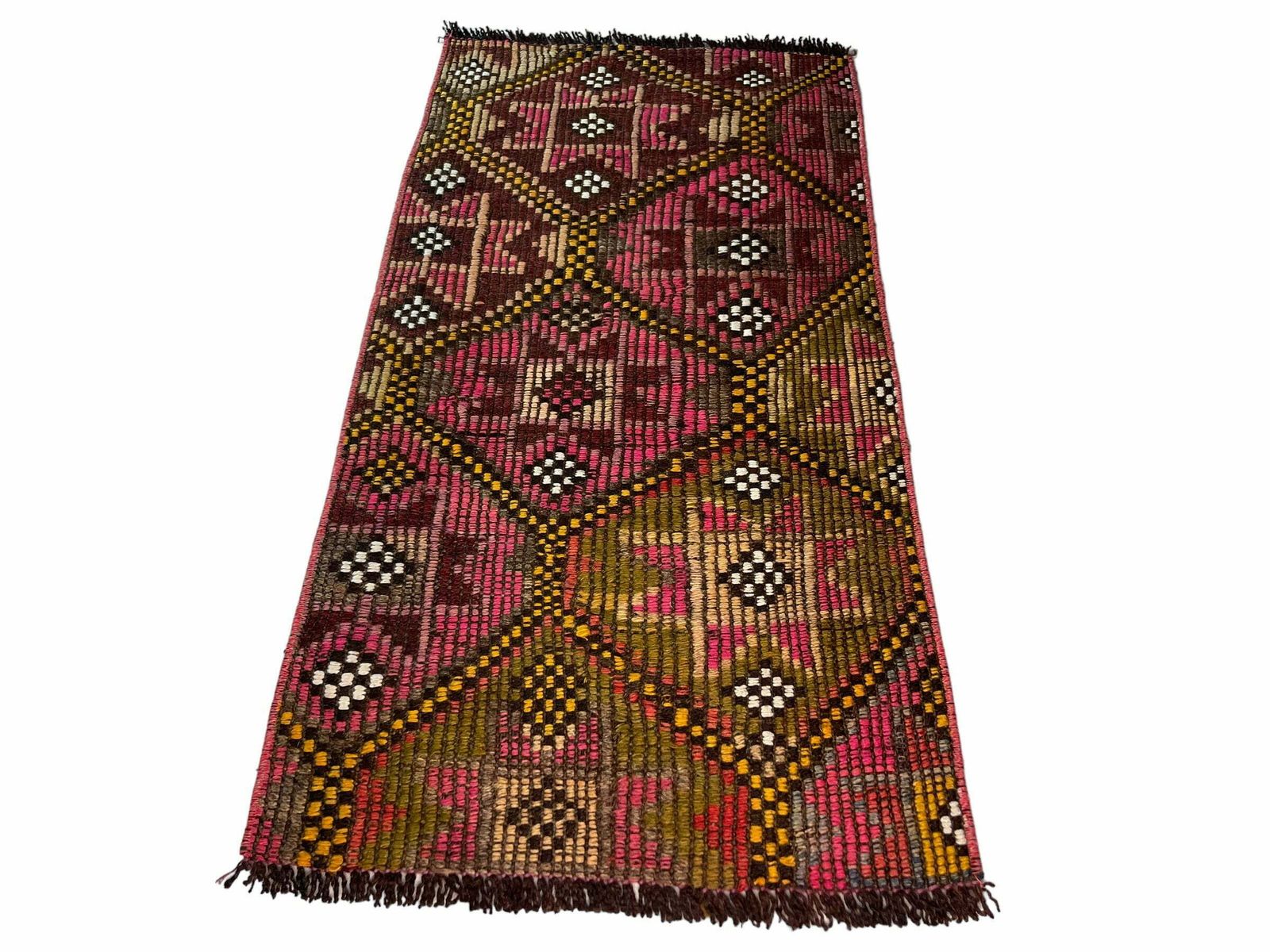 Turkish Mini Kilim Rug ,Vintage Anatolian Turkish Kelim 103 X 54 Cm photo vinterior