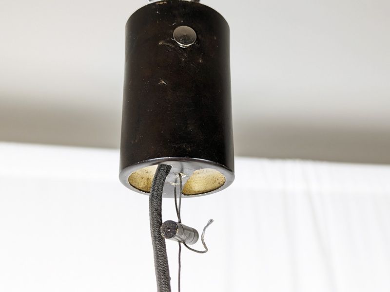 Orange & White Incamiciato Murano Glass Pendant Lamp  Attrib. To Vistosi photo vintage