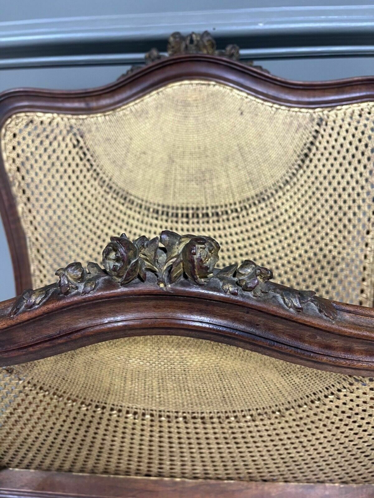 photo for sale Antique Canterbury Circa 1860’s Carved Mahogany With Cane Unusual Item
