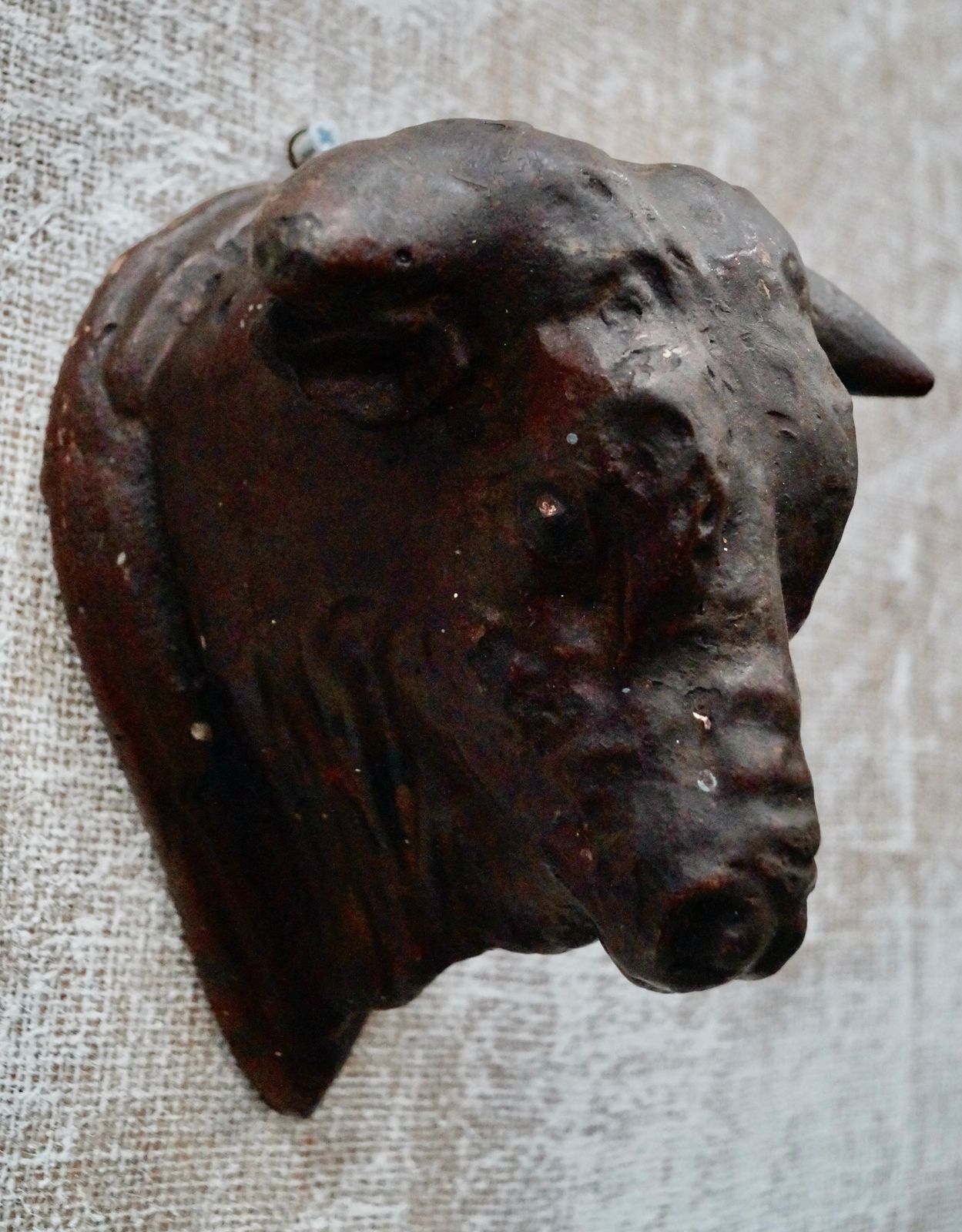 Antique French Boucherie  Bull Heads photo Home Decor