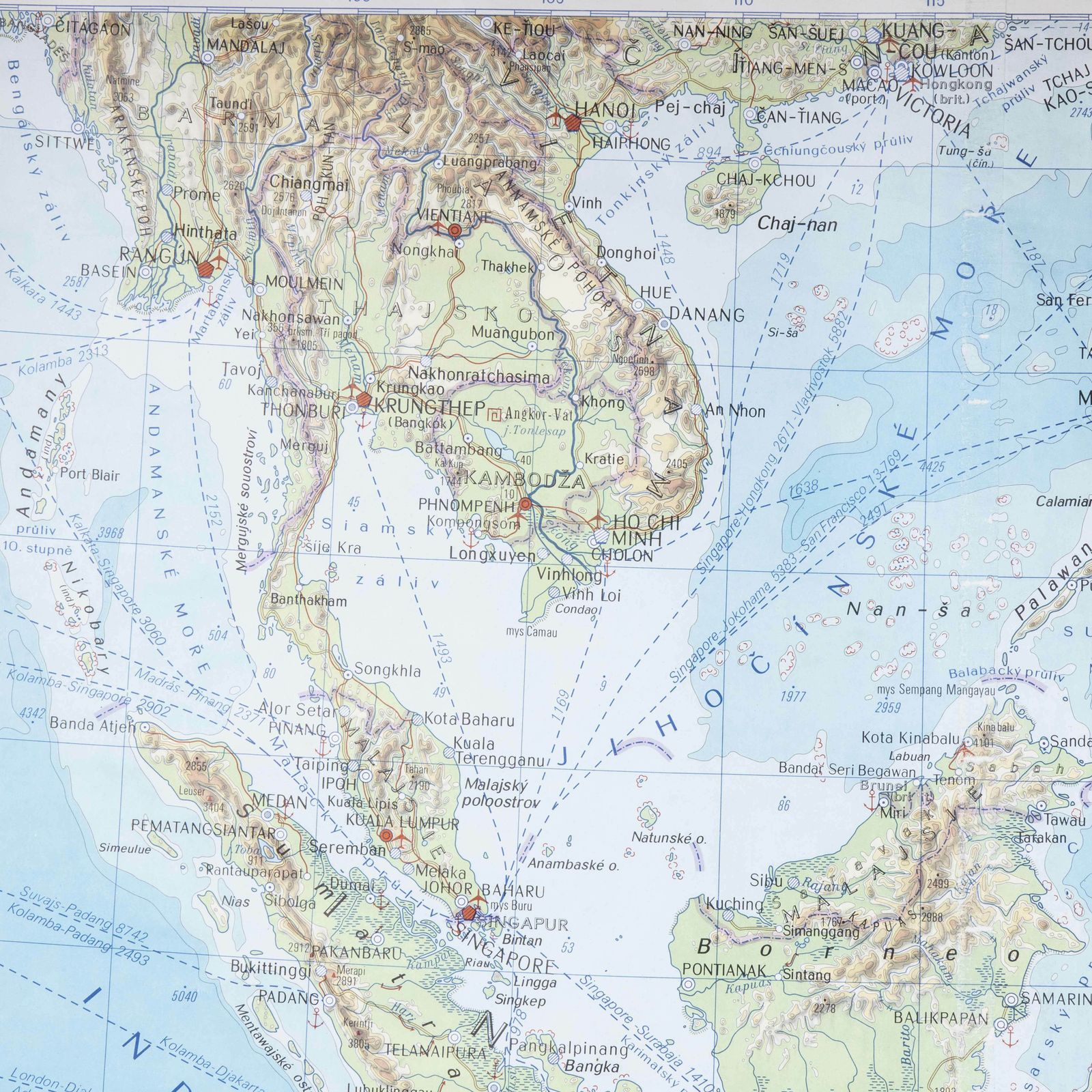 Late 20th Century Educational Geographic Map  South Asia Topography photo furniture
