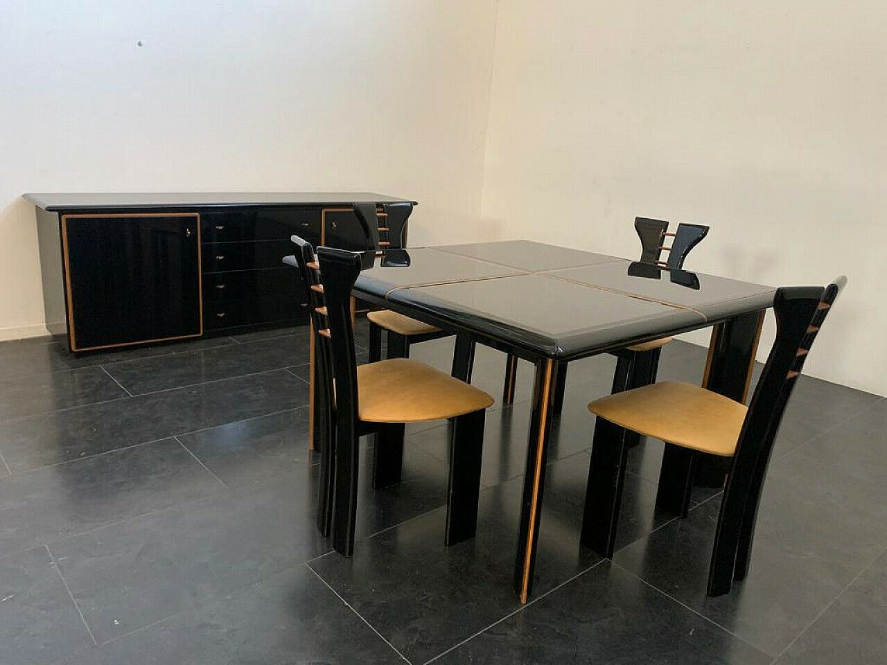 4 Chairs, Table And Sideboard By Pierre Cardin For Roche Bobois, 1970s photo for sale