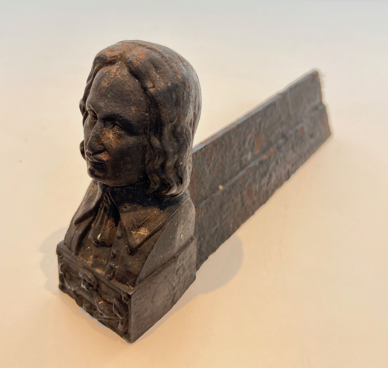 Pair Of Cast Iron Andirons With The Effigy Of Beethoven photo buy