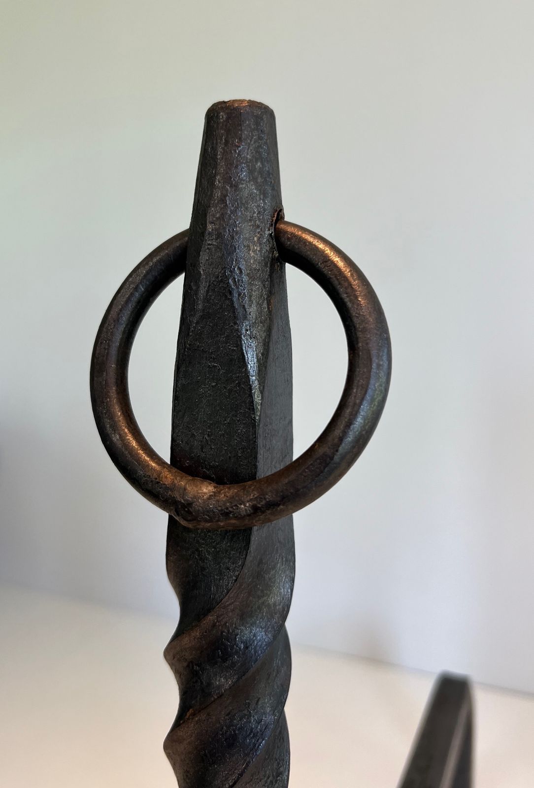Pair Of Wrought Iron Andirons, 1950s photo Home Fixtures
