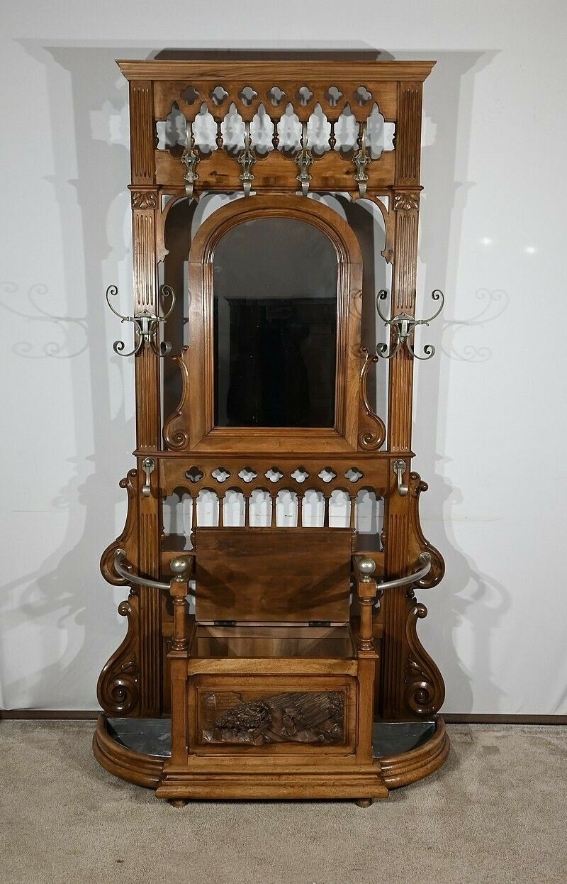 Rare Vestibule Chest In Walnut – Late 19th Century photo Furniture