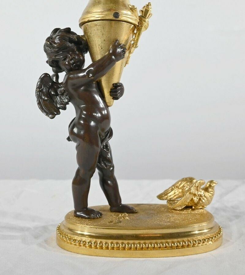 Bronze Candlestick “Blindfolded Love”, Signed Ferville Suan – Late 19th Century photo 1819.1129029600002