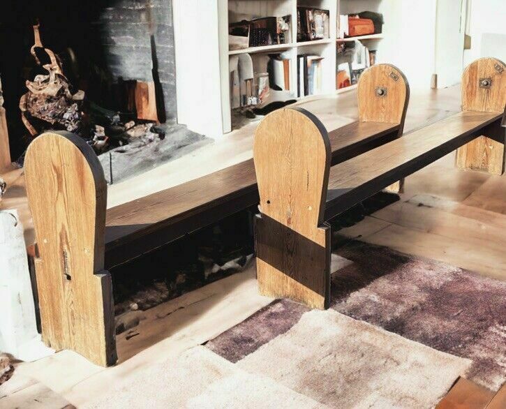 Pair Of Huge Antique Pine Benches In Length. Interior Designer Pieces