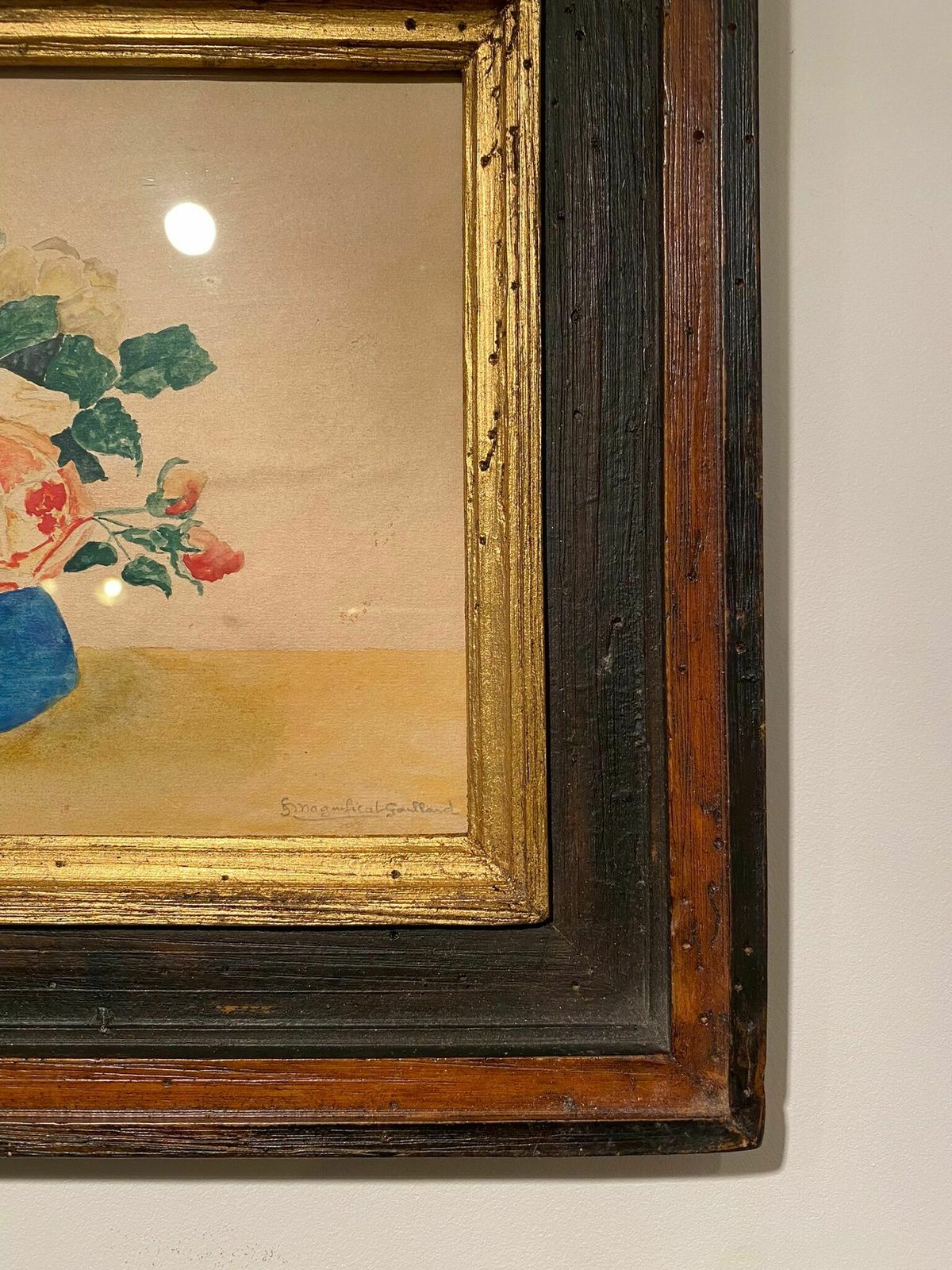 Old Painting, Still Life With Roses, 20th Century photo furniture