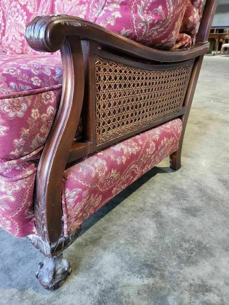 photo furniture Antique 3 Piece Suite 20thc Bergere Sofa 24 Feather Cushions 2 Bergere Armchair
