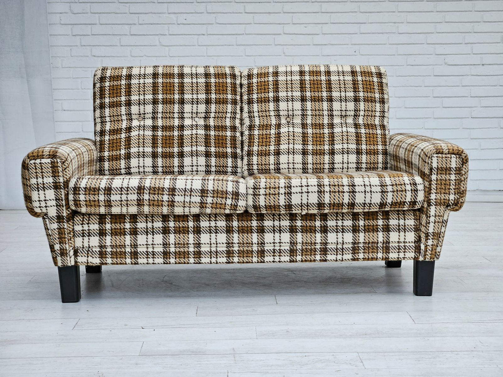 1970s, Danish 2 Seater Sofa, Original Very Good Condition, Furniture Wool. photo furniture