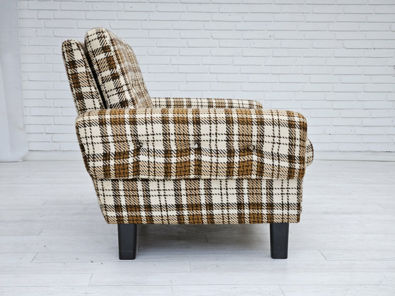 photo furniture 1970s, Danish 2 Seater Sofa, Original Very Good Condition, Furniture Wool.