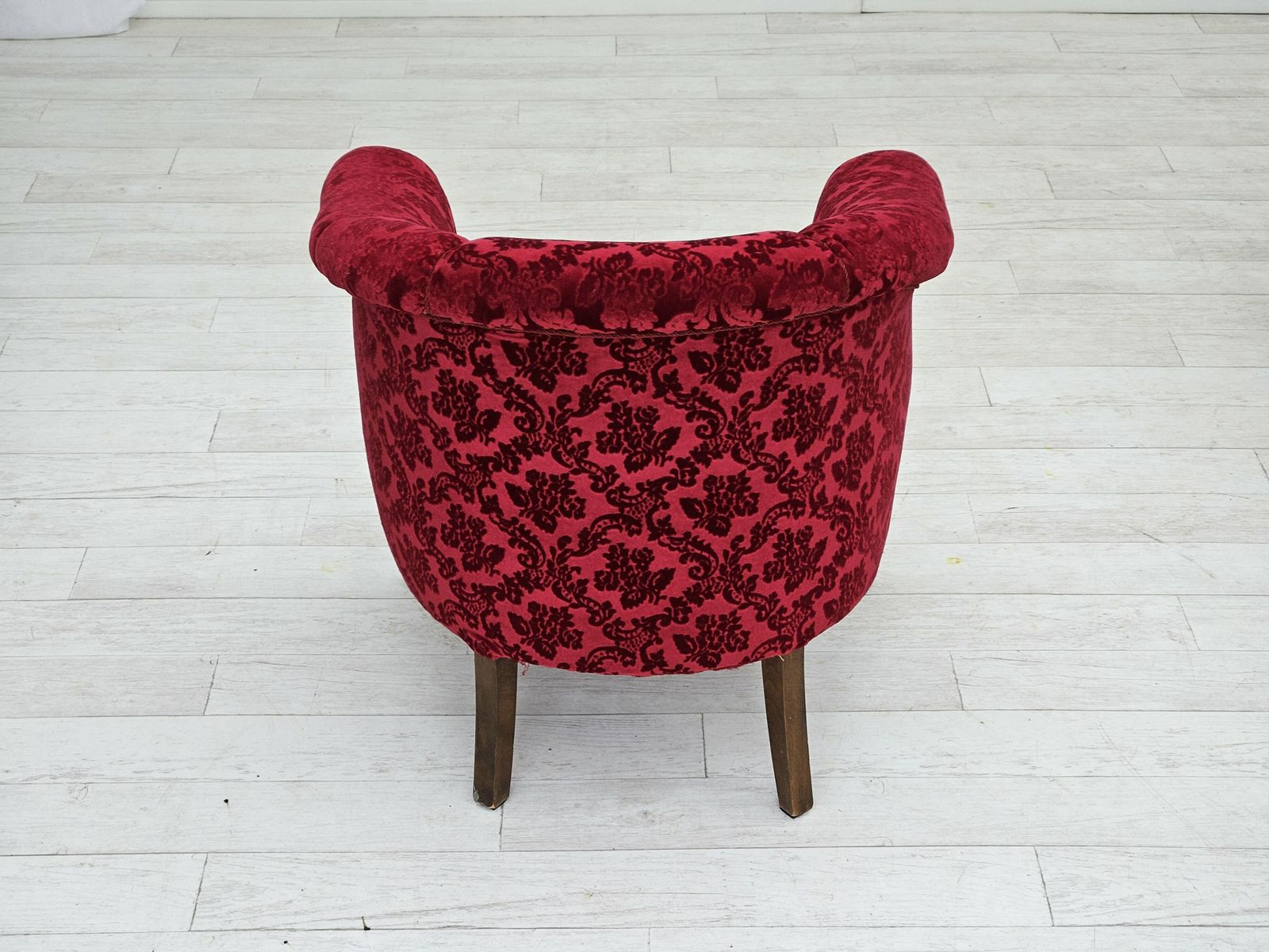 1870.0 1950s, Pair Of Danish Lounge Chairs, Red Cotton/Wool Fabric. photo