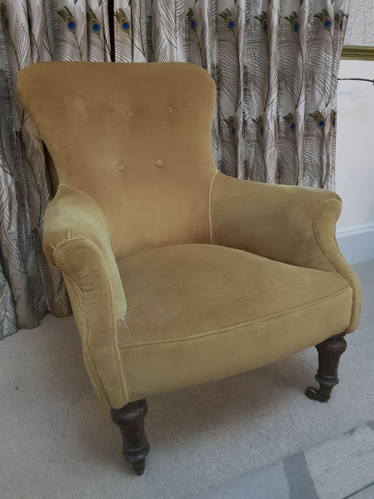 Gold Velvet And Mahogany Slipper Chair 1900s