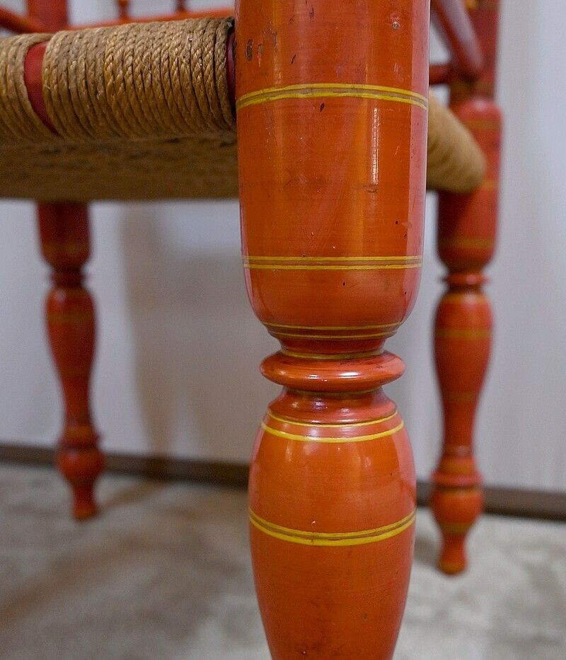 photo vinterior Armchair In Painted Wood And Braided Ropes, India – 1st Part 20th Century