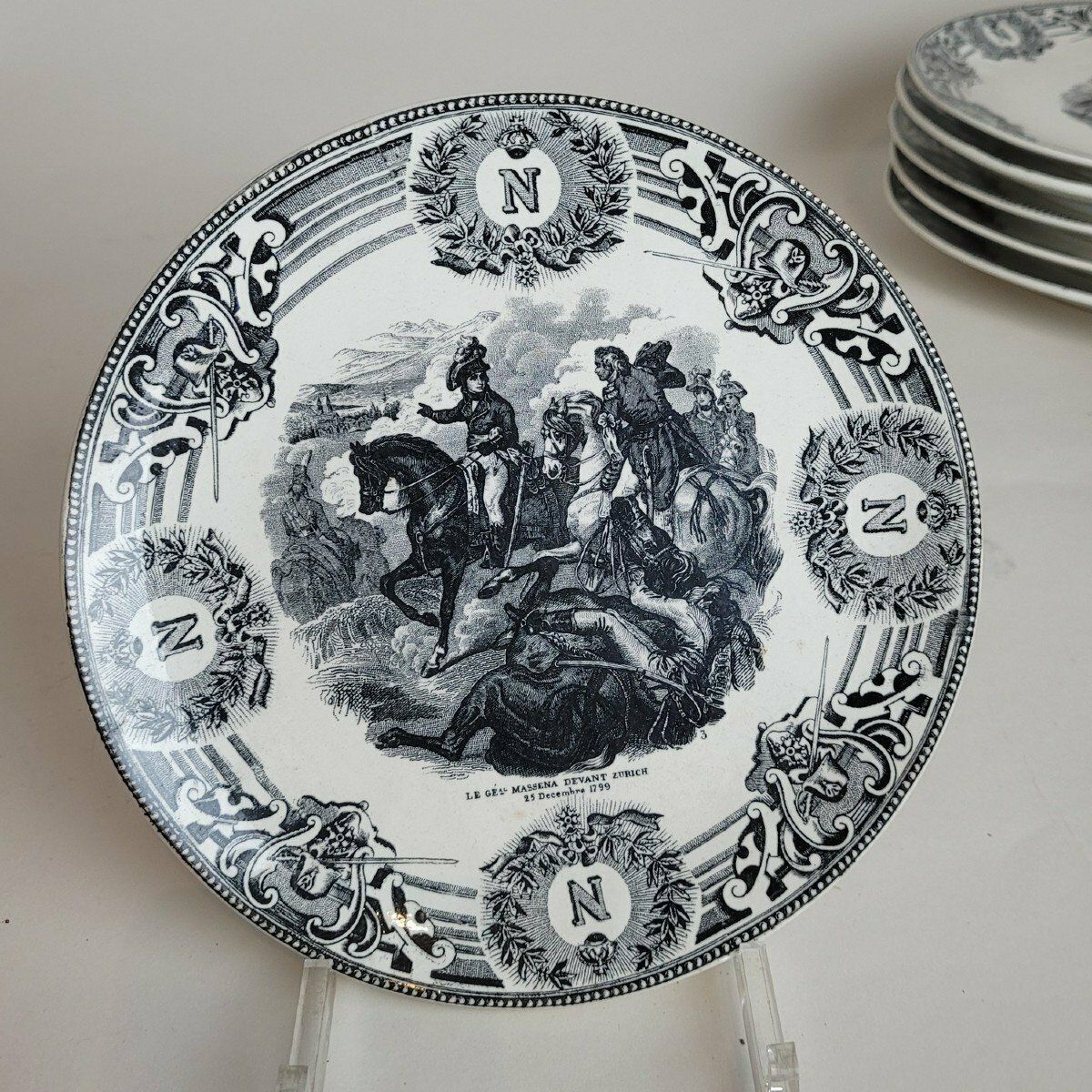 Boch La Louvière, Suite Of 18 Plates   Napoleonic Battles, Late 19th Century photo vintage