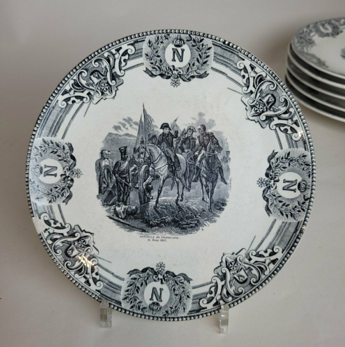 photo furniture Boch La Louvière, Suite Of 18 Plates   Napoleonic Battles, Late 19th Century