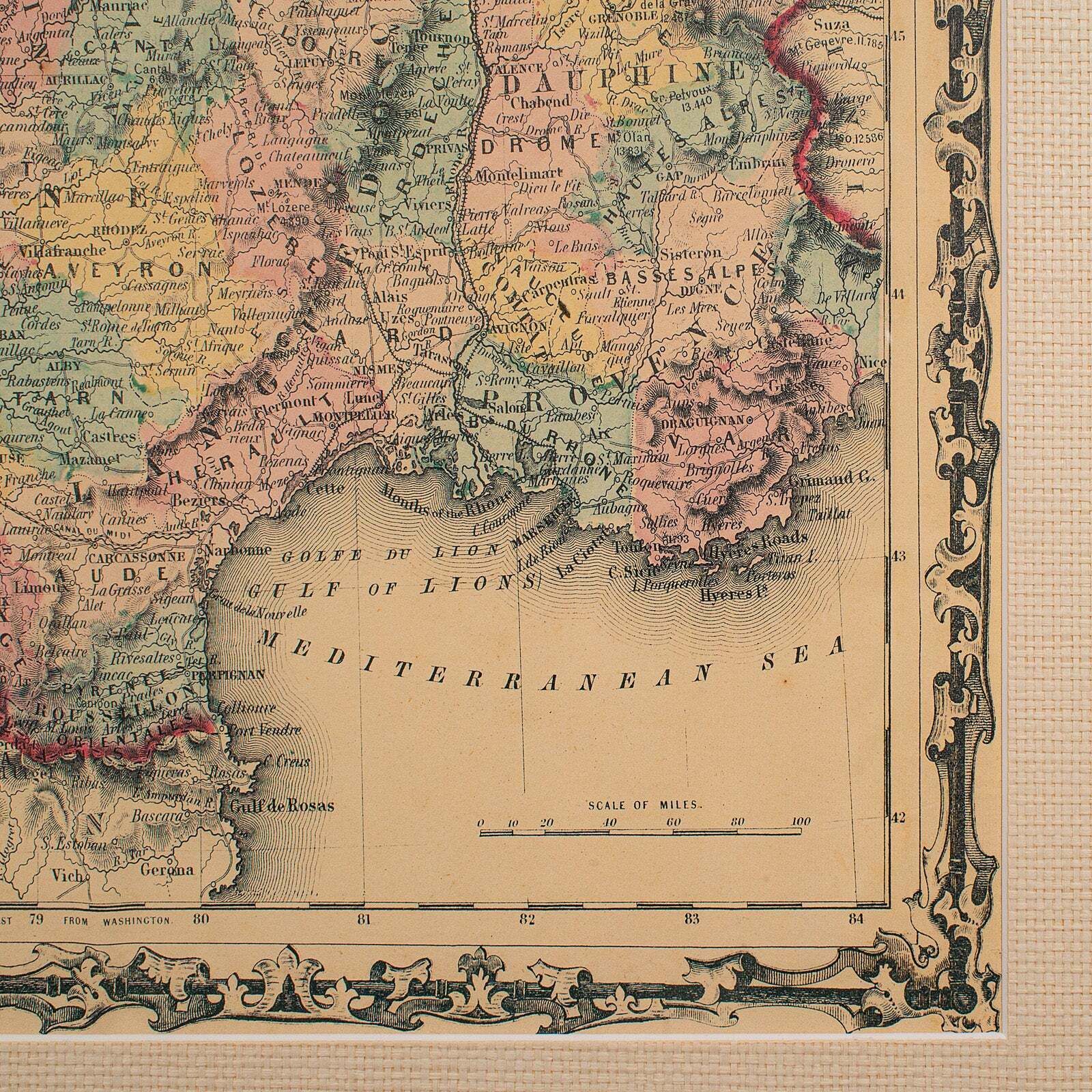 Large Vintage France Map, Continental, Historical Cartography, Late 20th Century photo vintage