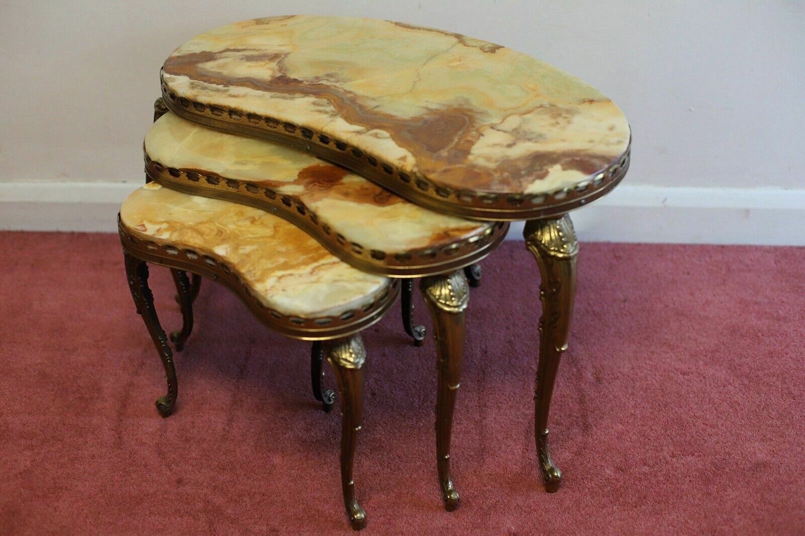 Lovely Marble & Brass Nest Of Three Coffee Table photo buy
