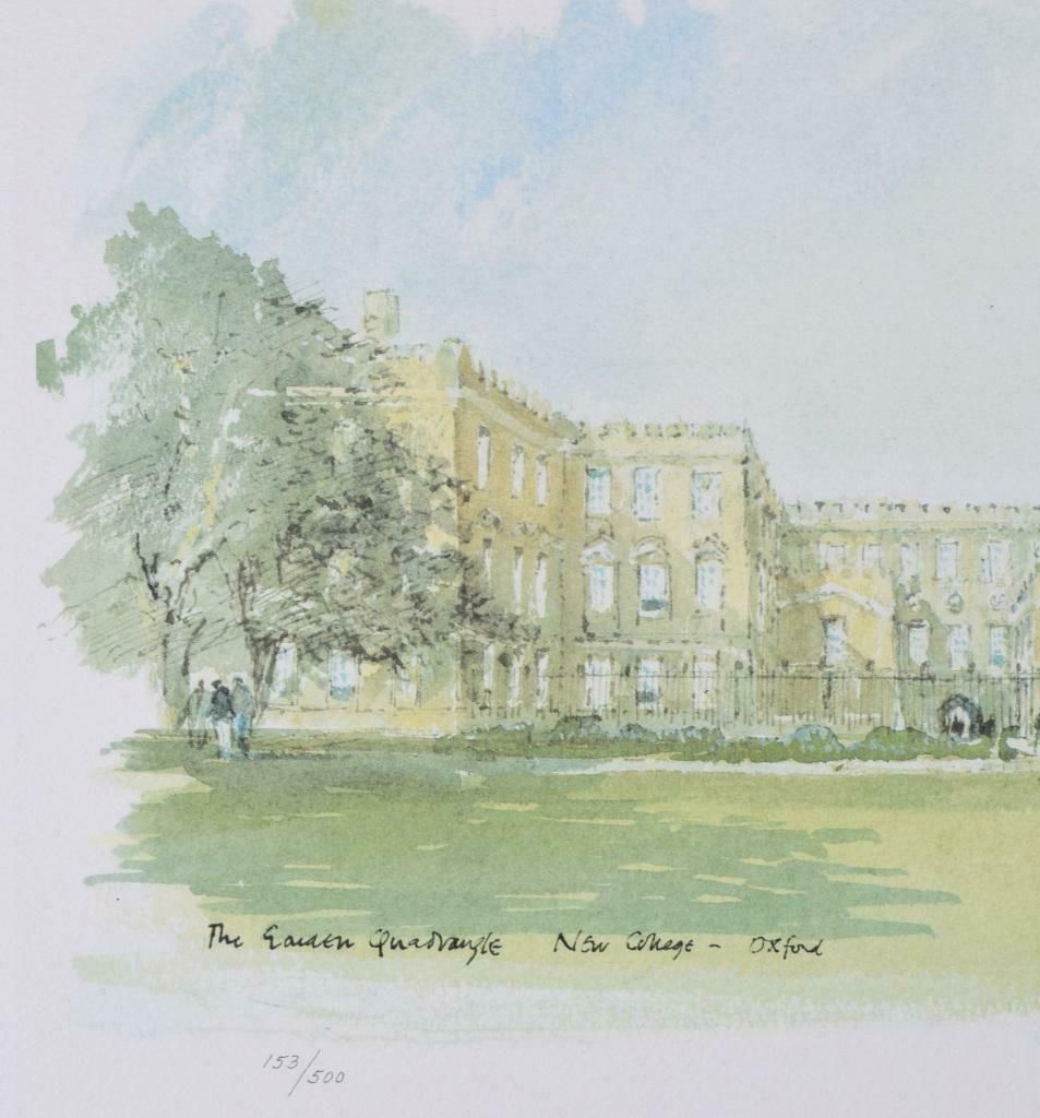 Hugh Casson New College, Oxford Garden Quad Lithograph By Hugh Casson 1989 photo furniture