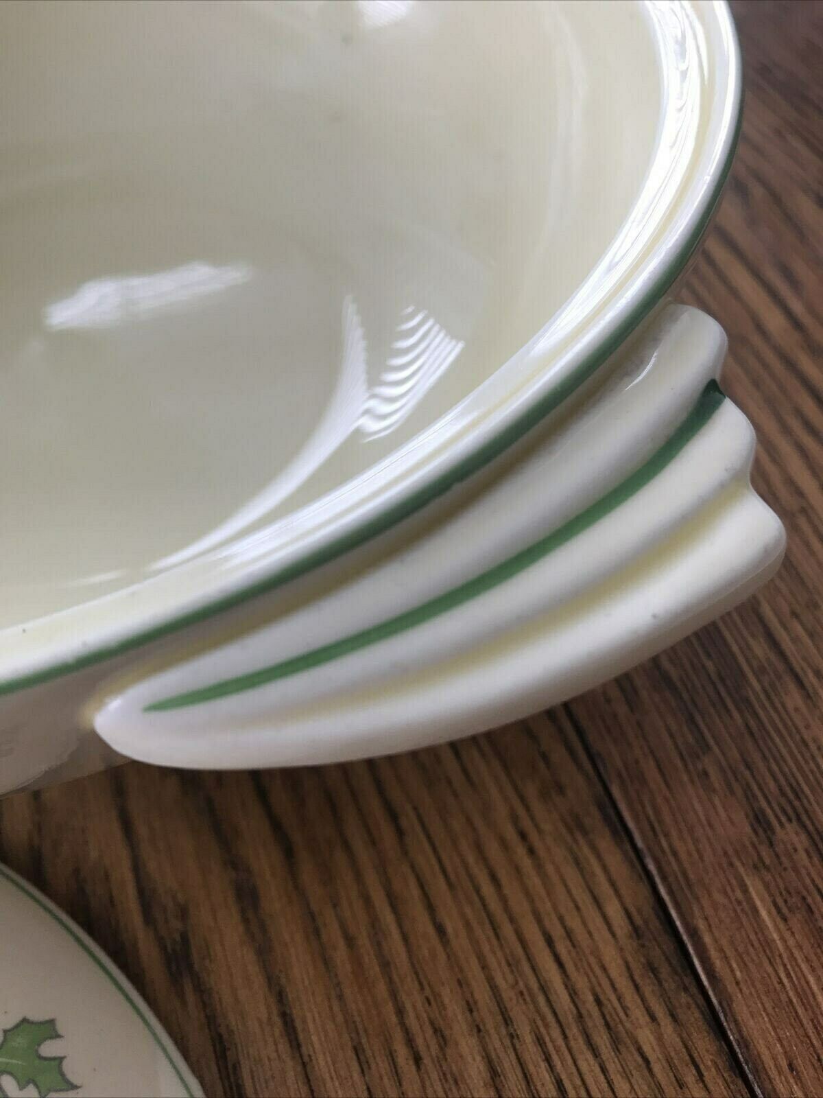 Beautiful Vintage Art Deco 1930s Lidded Vegetable Tureen Dish Anemone Design Cream Red Green Blue photo 51.0