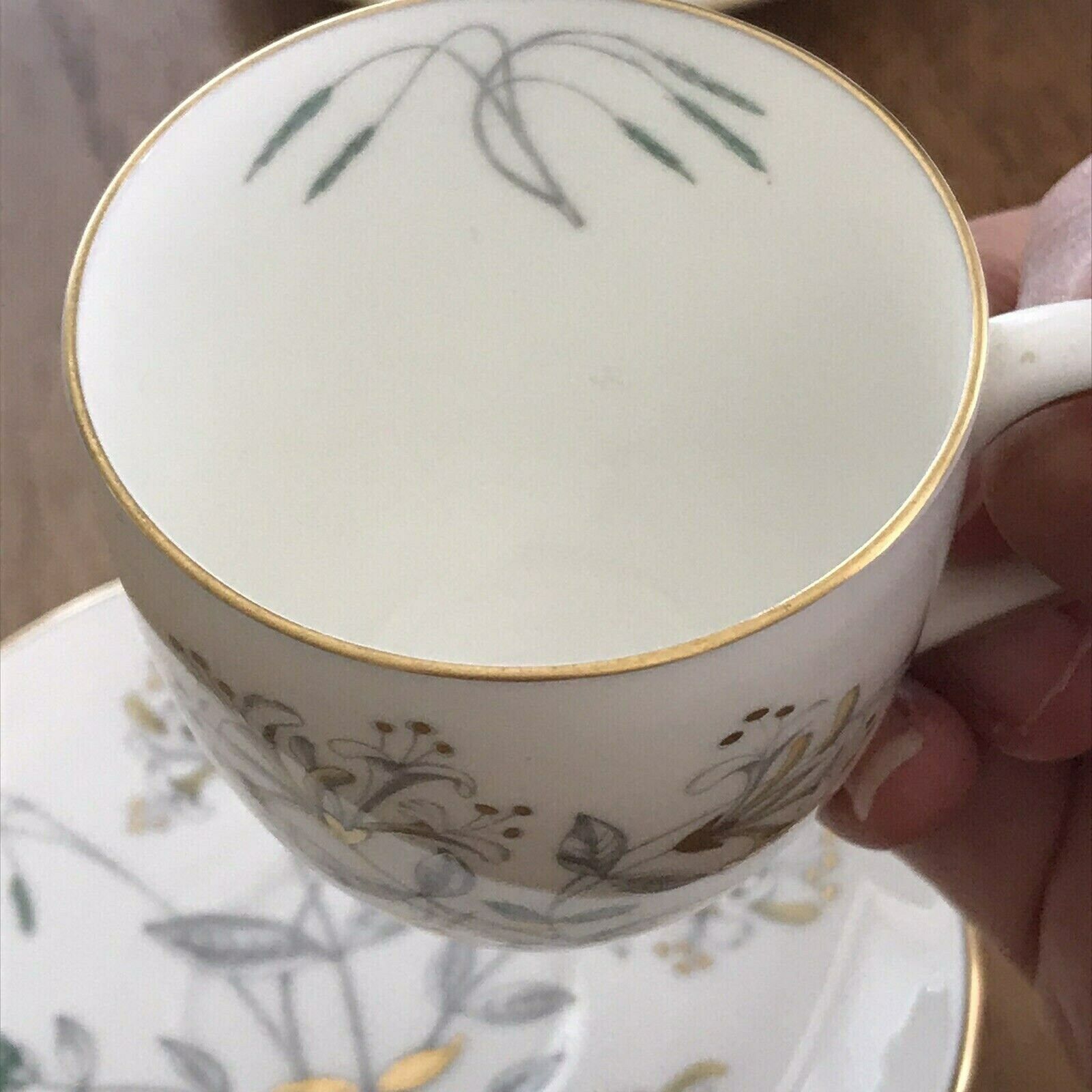 Wedgwood Honeysuckle Grey Coffee Espresso Set Pot Jug 4 X Cups & Saucers 50s photo vinterior