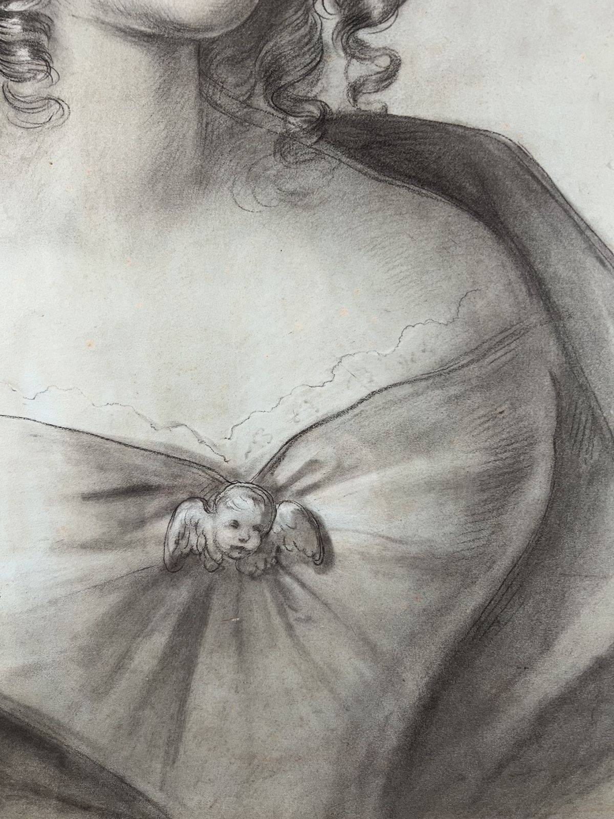 Early 19th Century, Pastel Drawing On Paper Of A Young Maiden photo for sale