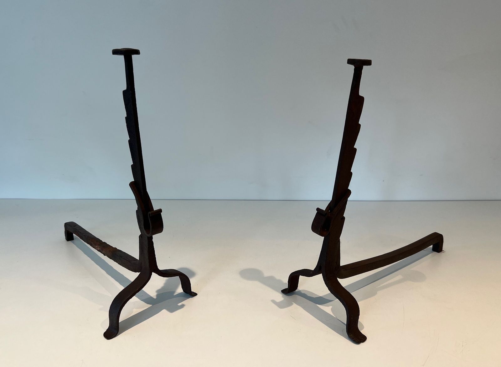 Pair Of Wrought Iron Andirons, 1900s photo furniture