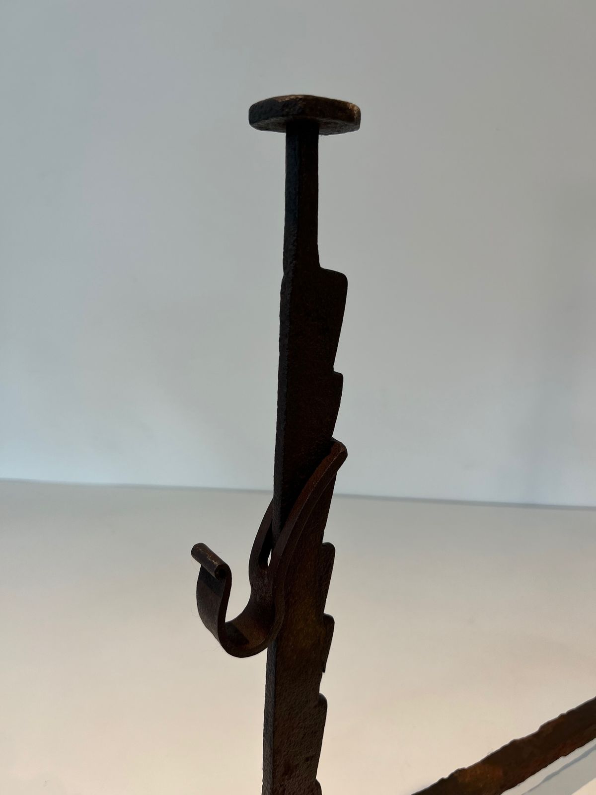 Pair Of Wrought Iron Andirons, 1900s photo vinterior