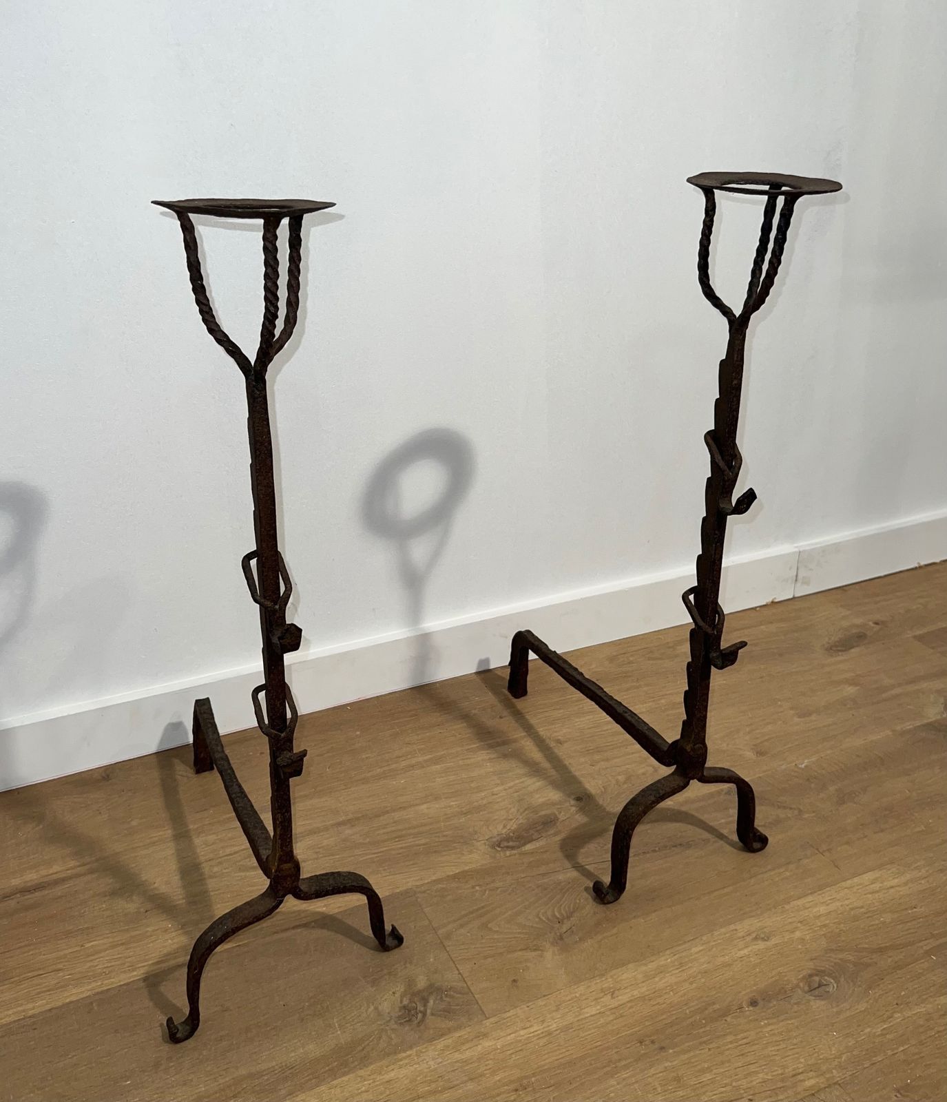 1250.0 Pair Of Wrought Iron Landiers, 18th Century And Earlier photo