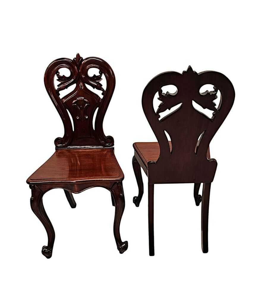A Stunning Pair Of 19th Century Hall Chairs photo Furniture