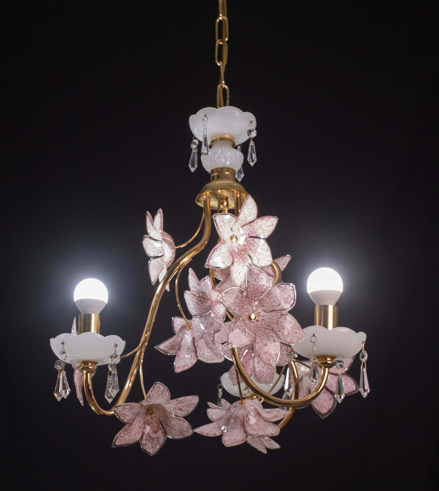 Delicious Pink Flowers Murano Chandelier, 1970s photo for sale