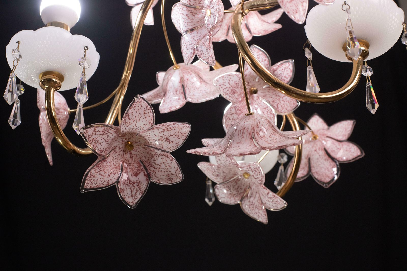 Delicious Pink Flowers Murano Chandelier, 1970s photo vintage
