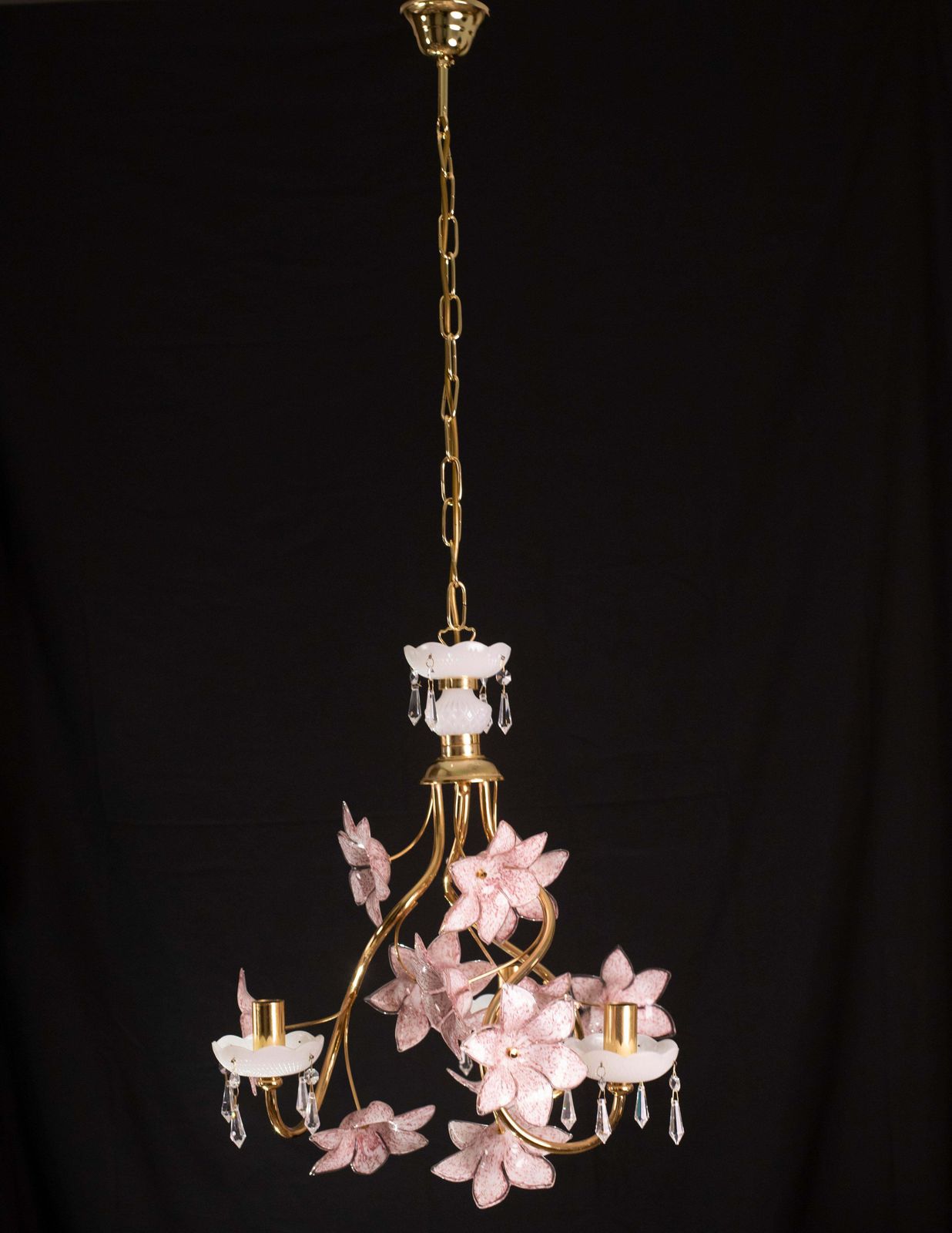 photo furniture Delicious Pink Flowers Murano Chandelier, 1970s
