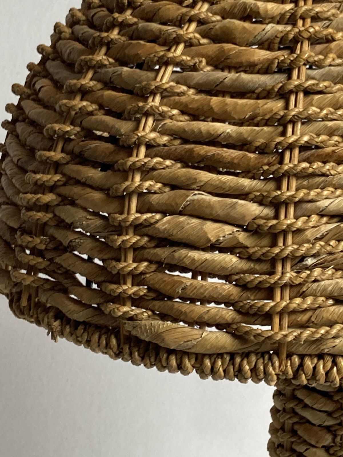 Rattan Woven Banana Leaf Mushroom Floor Lamp, 1960s photo for sale